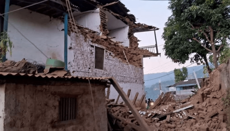 A damaged building is seen after an earthquake in Jajarkot Nepal